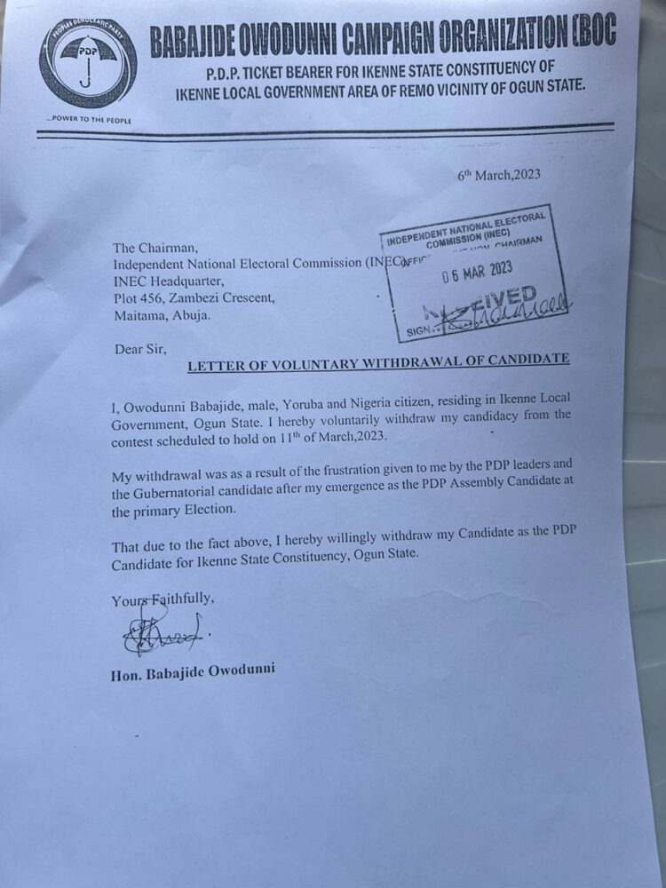 Owodunni is an imposter, people of Ikenne have rejected him – PDP