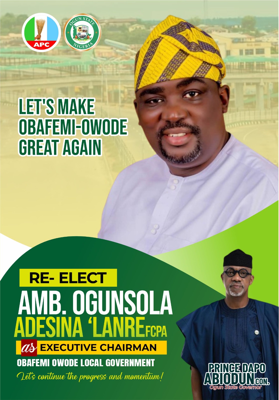 “I WILL RE-ENSURE UNITY IN THE LOCAL GOVERNMENT GOVERNANCE” — OGUNSOLA PLEDGES RESIDENTS IN OOLG